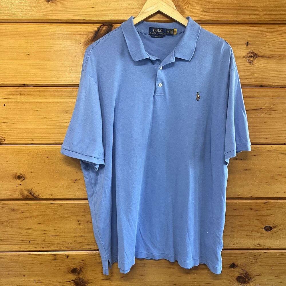 Polo Ralph Lauren Mens Polo Shirt Blue XXL Classic Fit Cotton Preppy Casual Top